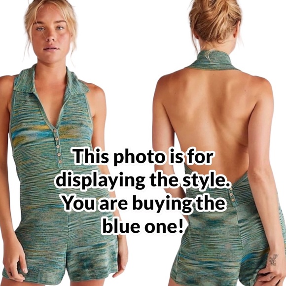 Free People Summer Nights BLUE Romper Size XS $148 - Picture 3 of 3
